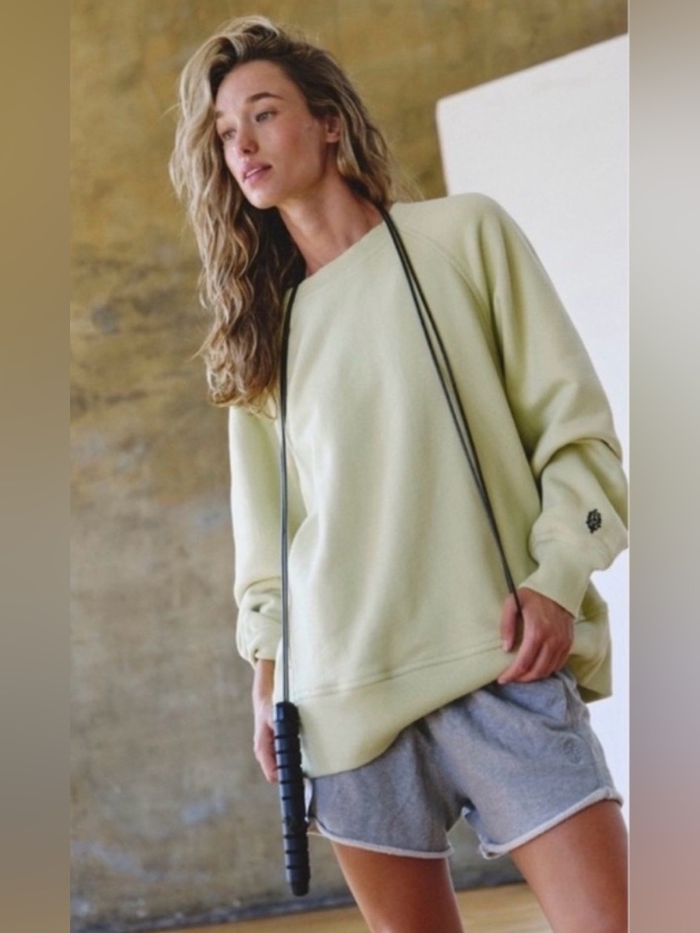 Free People Movement Relaxed Crewneck Sweater in Pale Green Medium NWT